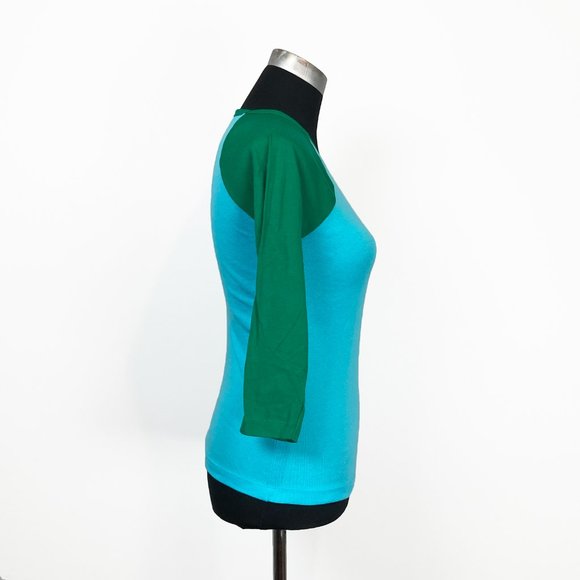 Y2K American Apparel Baby Rib 3/4 Sleeve Raglan Top - Picture 5 of 6